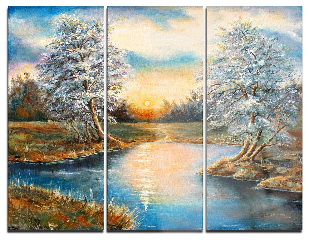 "Birches in Autumn Wood" Glossy Metal Wall Art, 3 Panels, 36"x28"