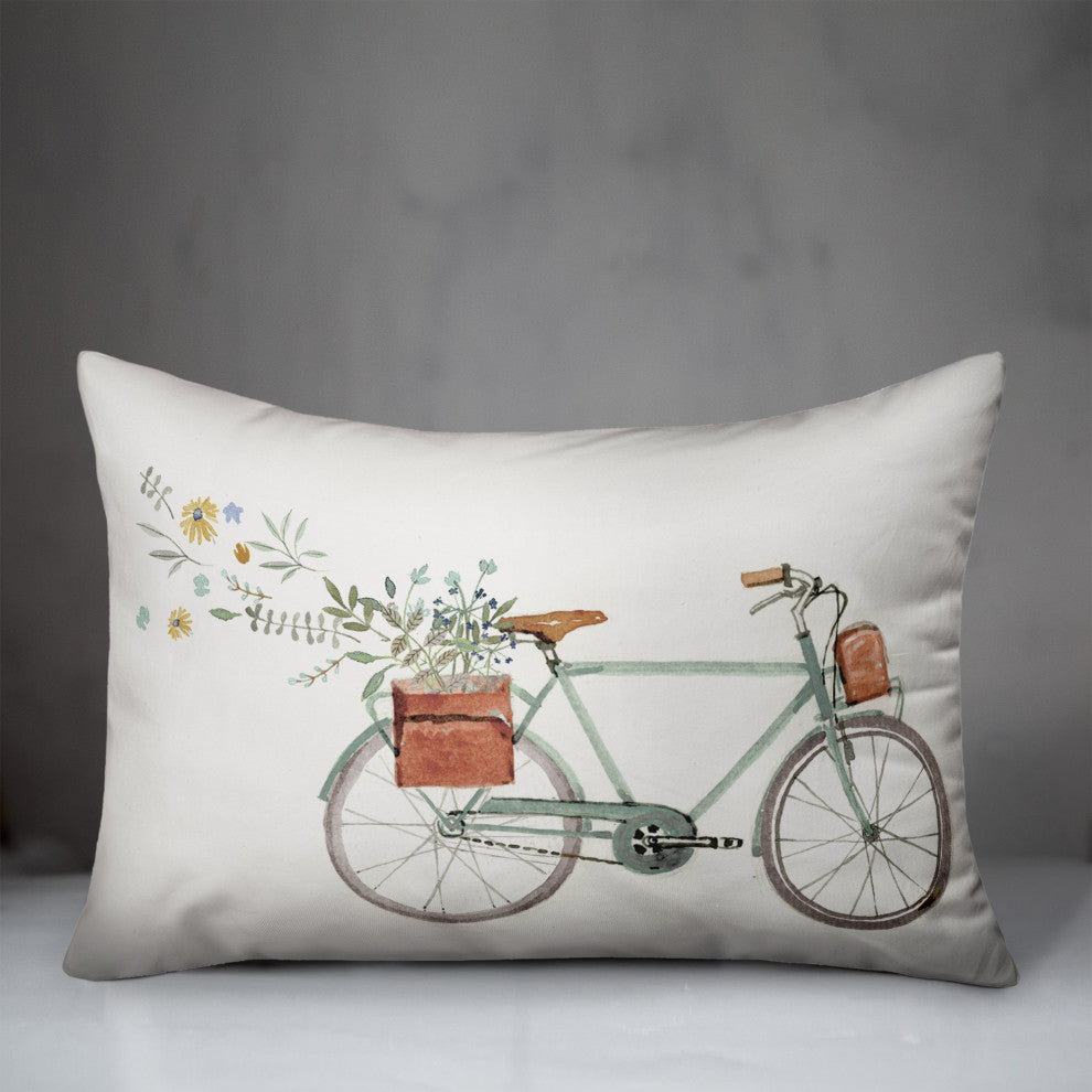 Simple Floral Bike 14x20 Spun Poly Pillow