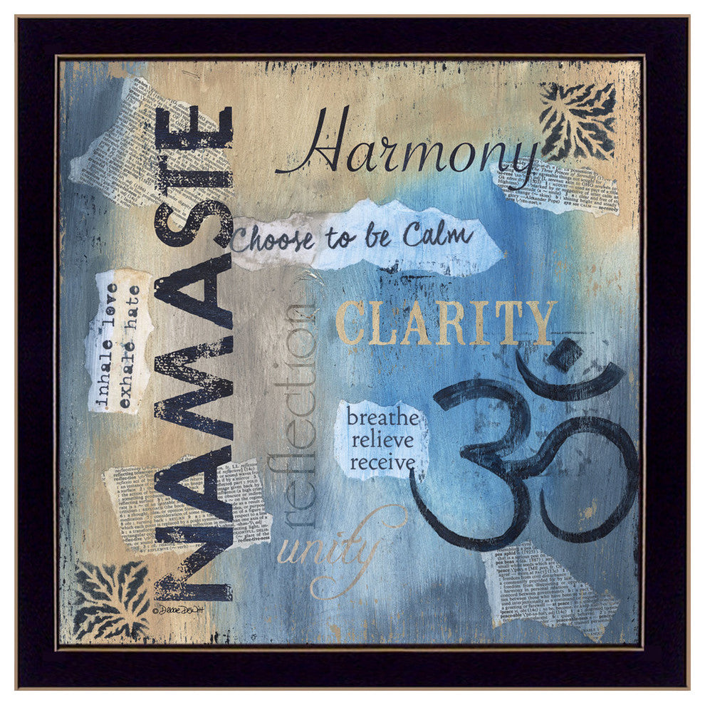 "Yoga Series - Namaste" By Debbie DeWitt, Printed Wall Art, Black Frame