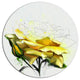 Yellow Rose Illustration Watercolor, Floral Disc Metal Wall Art, 36"