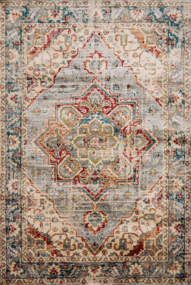 Antique Inspired Isadora Area Rug, Oatmeal/Multi, 4'x6'