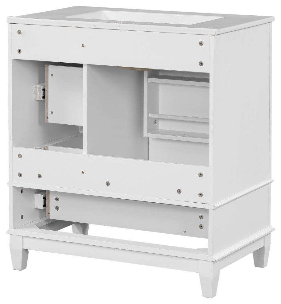 GDF Studio 30" Vanity With Ceramic Sink, Soft Close Door & Drawers, White