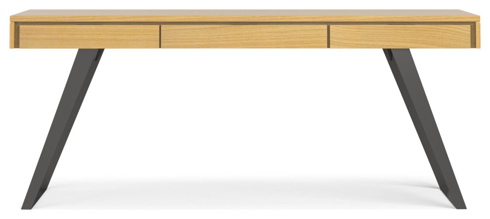Lowry Solid Acacia Wood Large Desk, Oak