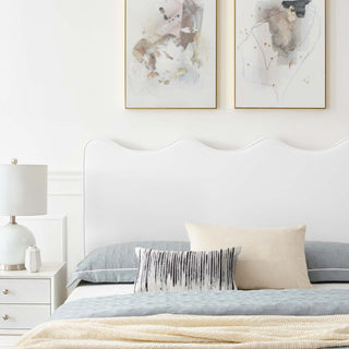 Platform Bed Frame, Queen Size, White, Velvet, Modern, Bedroom Guest Suite