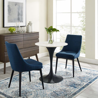 Modway Lippa 28" Round Artificial Marble Dining Table, BK/WH -EEI-3515-BLK-WHI