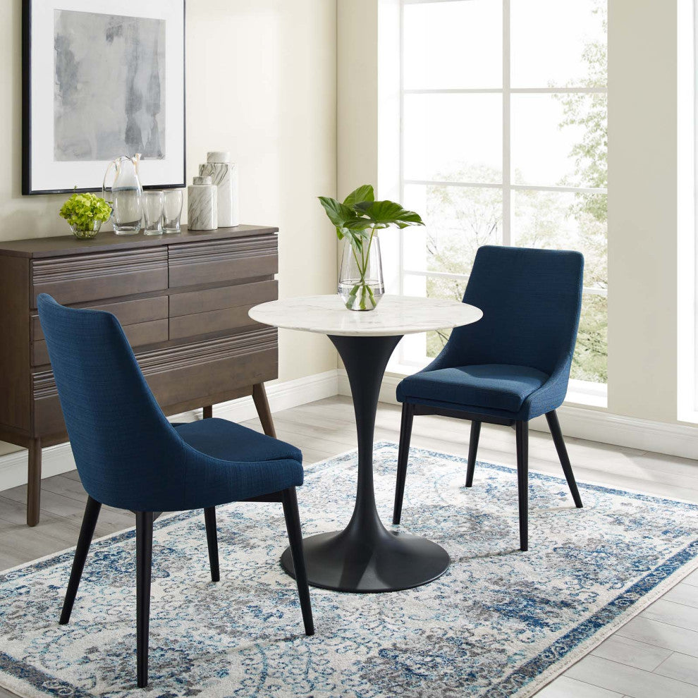 Modway Lippa 28" Round Artificial Marble Dining Table, BK/WH -EEI-3515-BLK-WHI