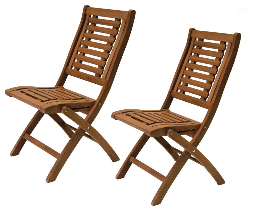 5-Piece 43" Round Eucalyptus Folding Dining Set