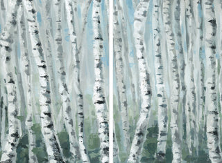 Skinny Tree Trunks III Diptych, 40"x30"