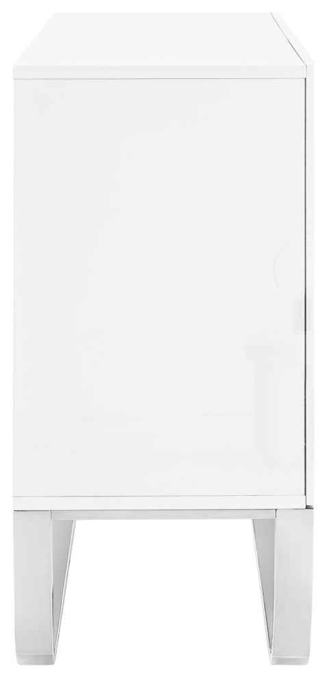 Nicole Miller Jacelynn Sideboard, White/Chrome, 2-Door