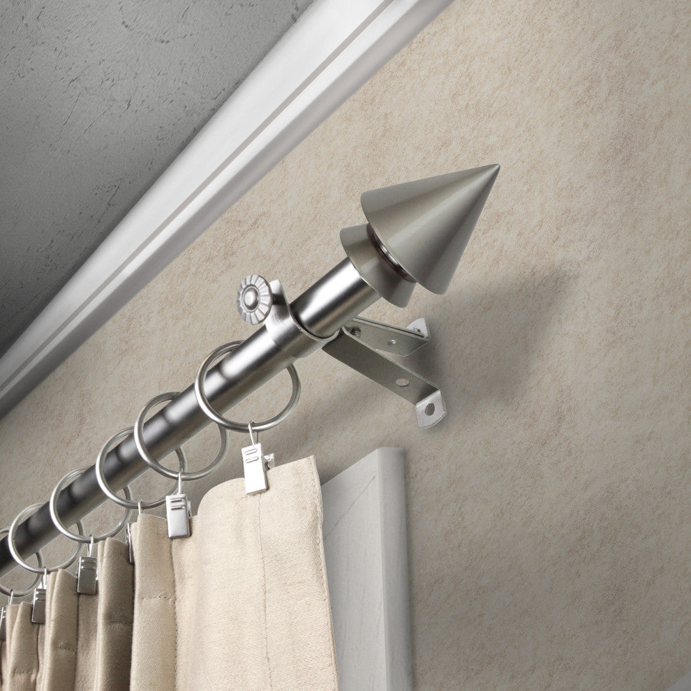Jacob 13/16" Diameter Curtain Rod, Satin Nickel, 18-28"