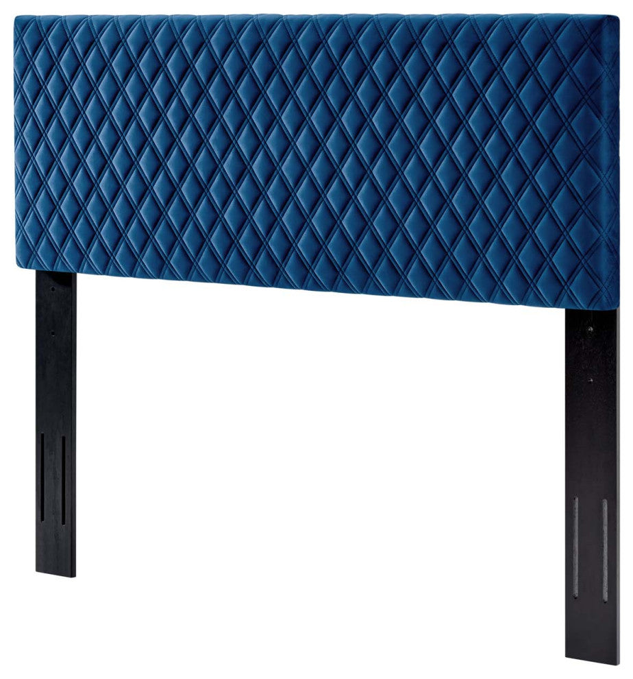 Headboard, Full Queen Size, Velvet, Blue Navy, Modern Contemporary, Bedroom