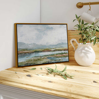 "Lakeside Afternoon Delight" - A Tranquil Waterscape for Refined Interiors