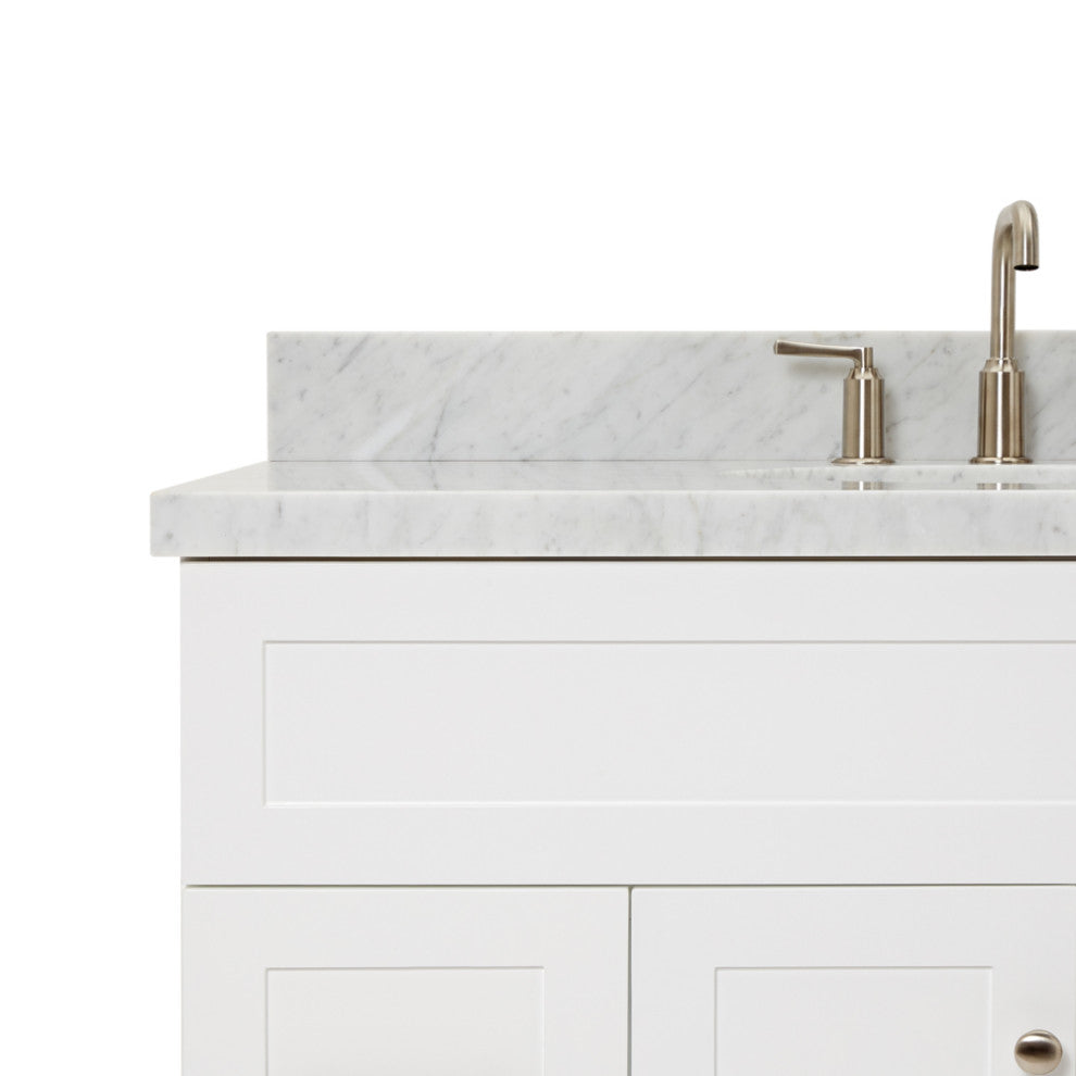 Ariel Hamlet 43" Oval Sink Bath Vanity, 1.5" Carrara Marble