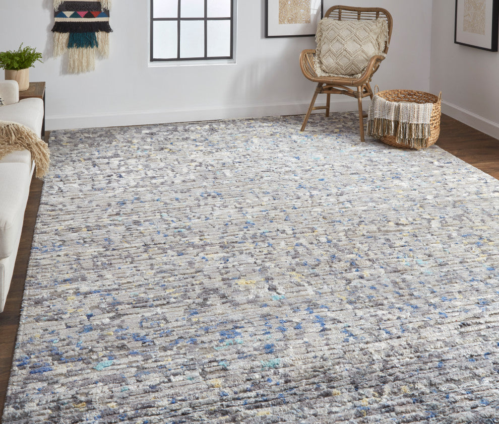 Weave & Wander Breel Contemporary Silk Shag, Gray/Multi, 2'x3'