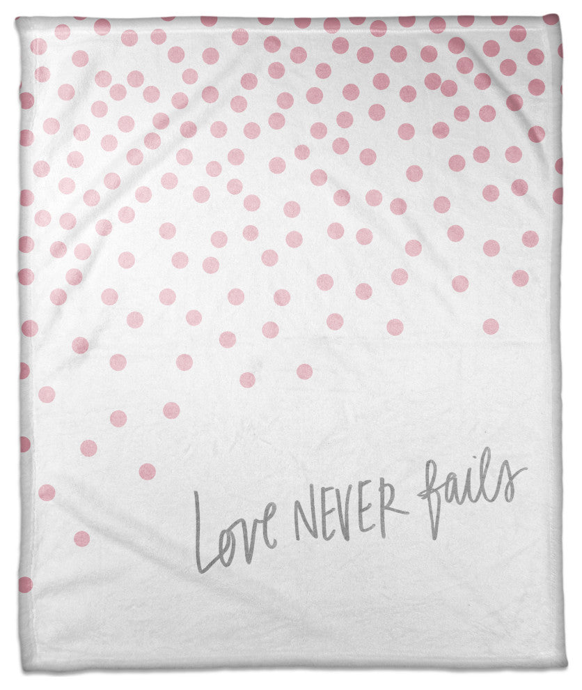 Love Never Fails Pink 50x60 Coral Fleece Blanket