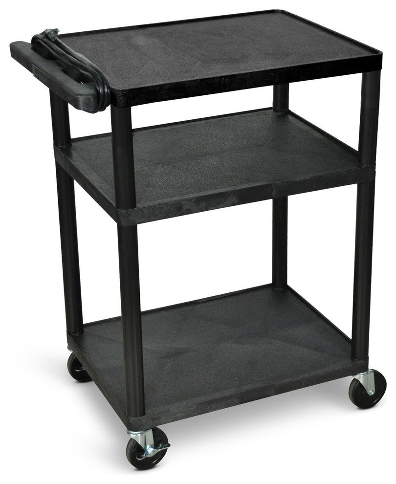 Luxor Endura 3-Shelf Black Presentation Cart, 34"