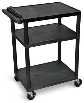 Luxor Endura 3-Shelf Black Presentation Cart, 34"
