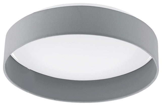 1x18W LED Ceiling Light, White Glass and Black Fabric Shade