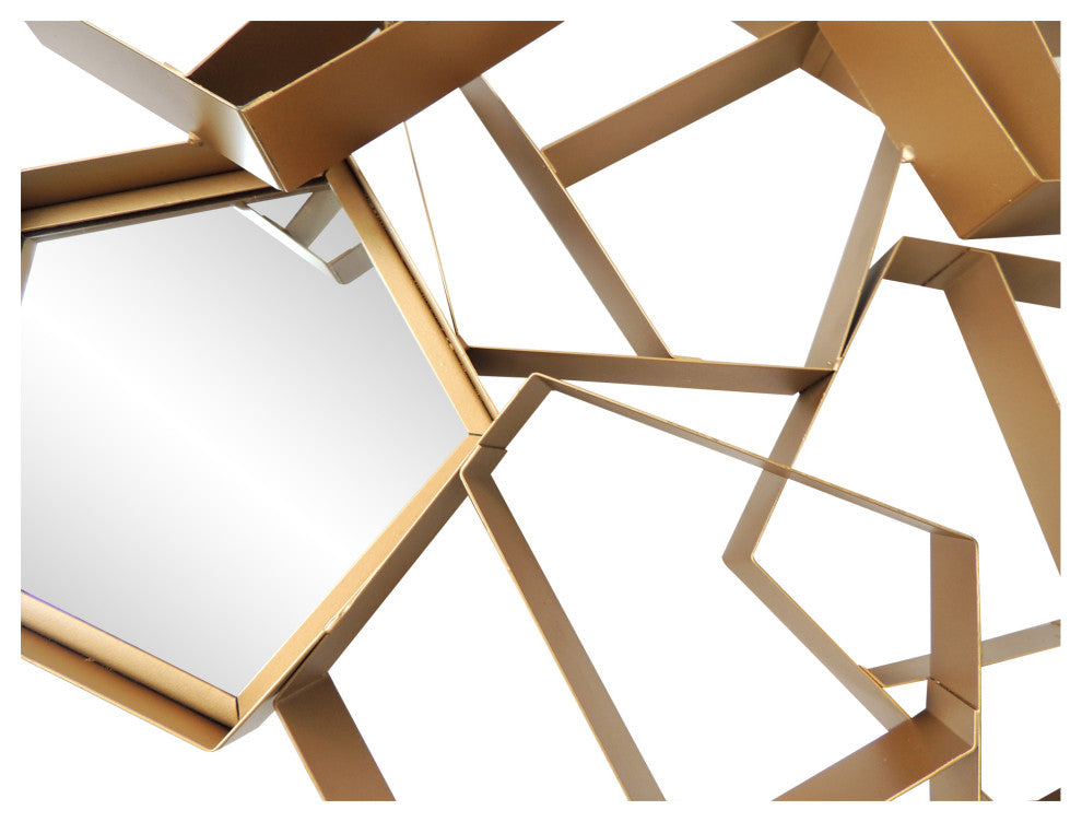 Retro Pentagon Mirror Wall Dcor - Gold