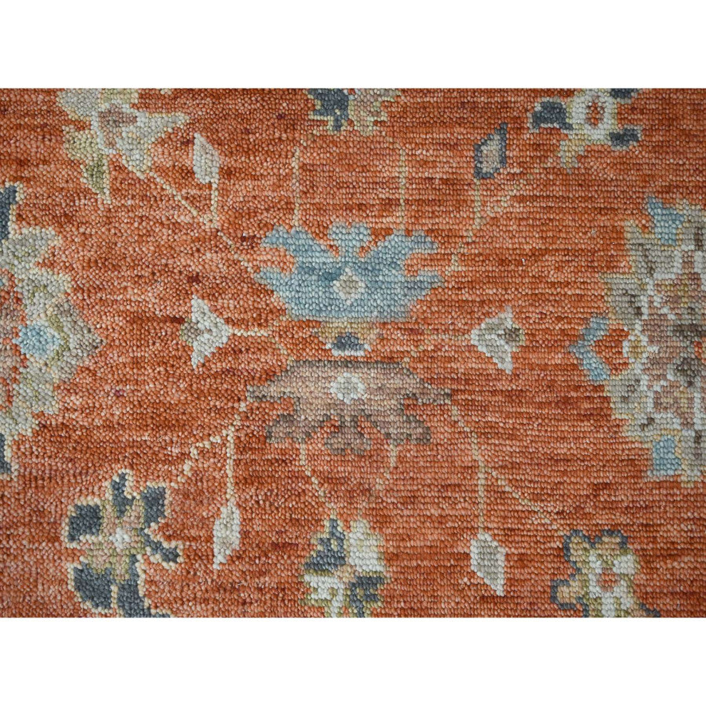 Rust Red Hand Knotted Oushak Design Extra Soft Wool Oriental Rug, 8'10"x11'10"