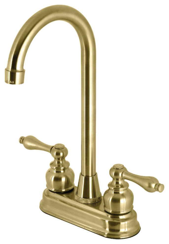 Kingston Brass KB497ALSB 4" Bar Faucet, Brushed Brass