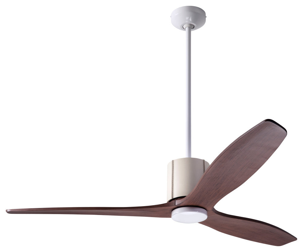 LeatherLuxe Fan, White/Ivory, 54" Mahogany Blade, Wall/Remote Control