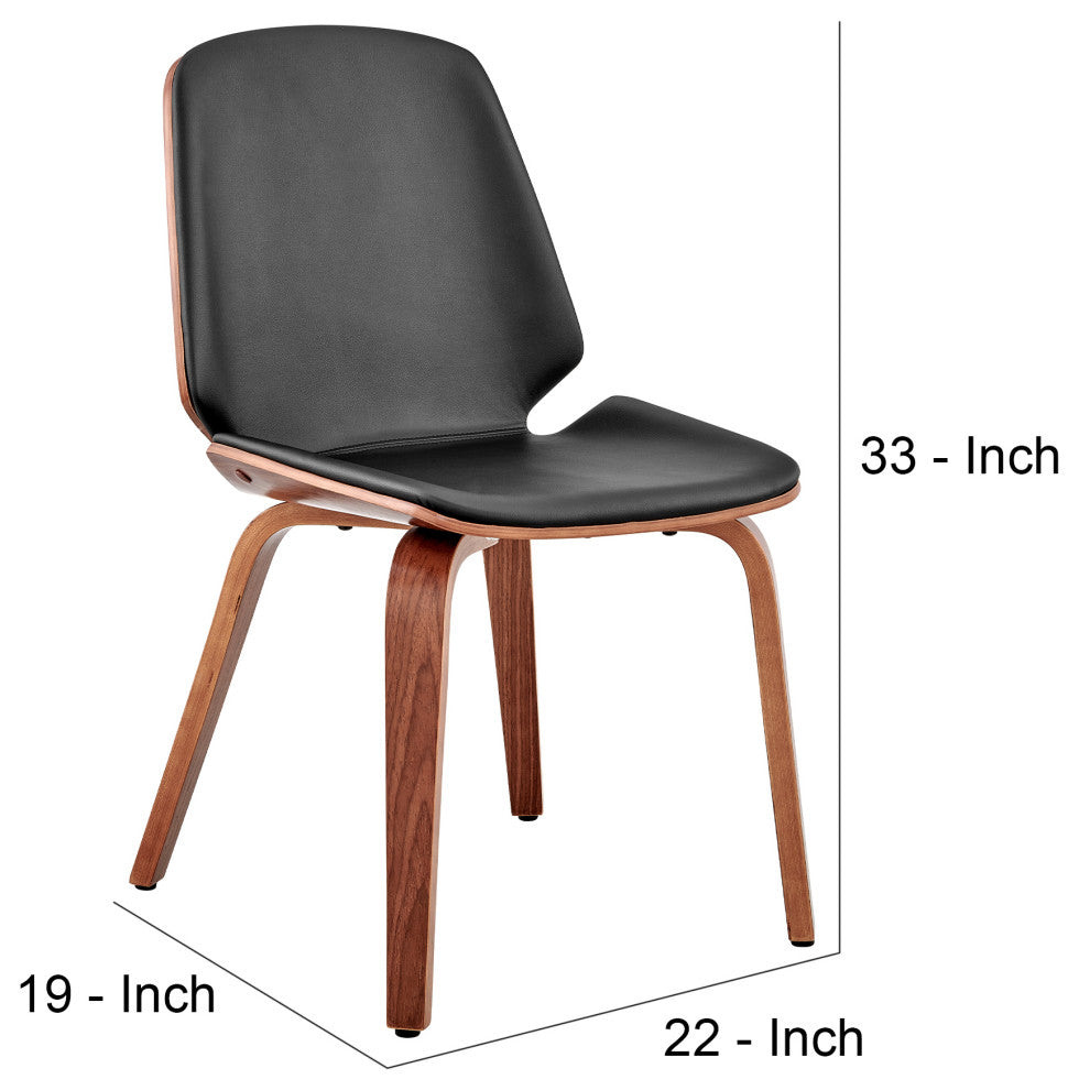Benzara BM248195 Leatherette Dining Chair With Slightly Curved Seat, Black