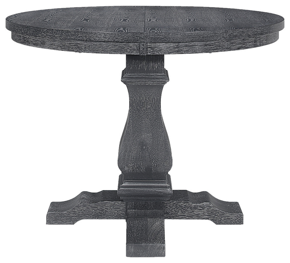 Judith Rustic Wood Expandable Oval Dining Table, Grey