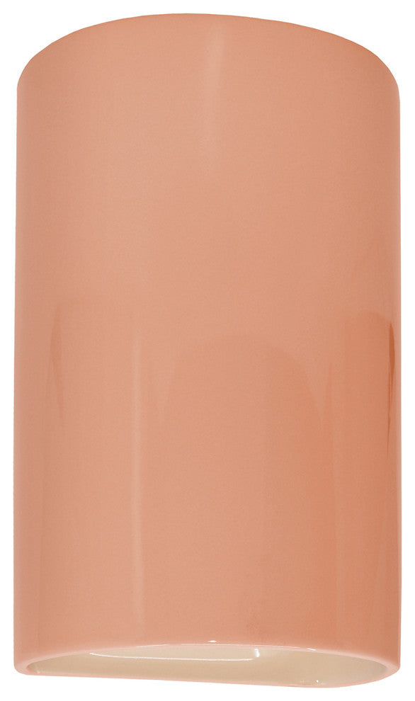 Ambiance Large Cylinder Wall Sconce, Closed, Gloss Blush, E26