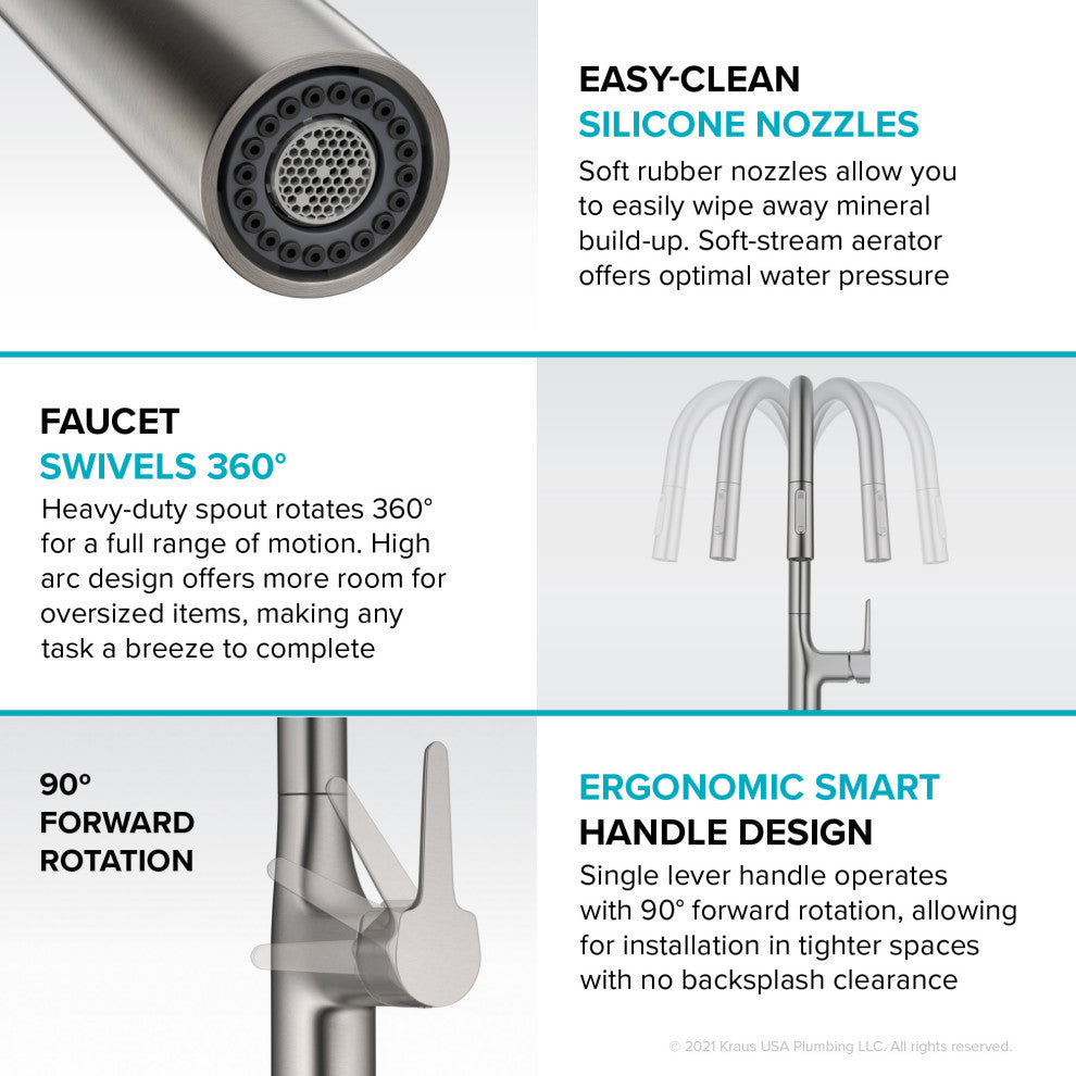 Oletto Pull-Down 1-Hole Kitchen Faucet, Chrome, Model Ktf-3101ch