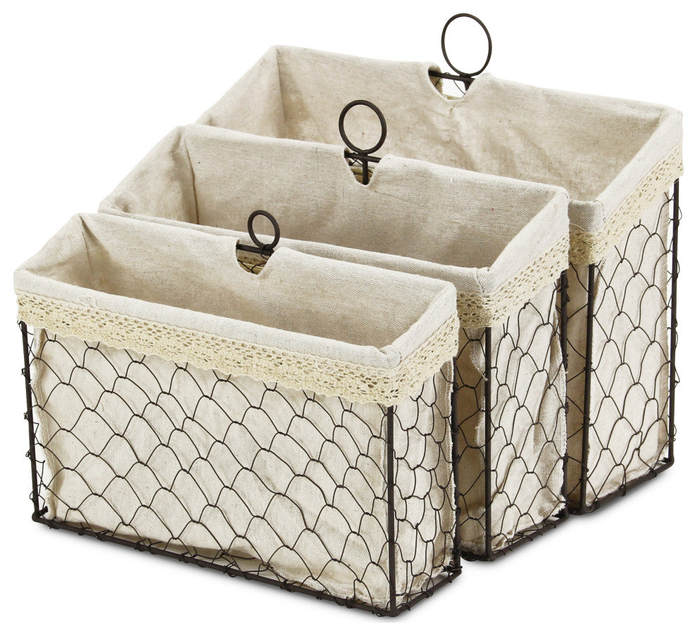 Lined Wire Organizers, Set of 3