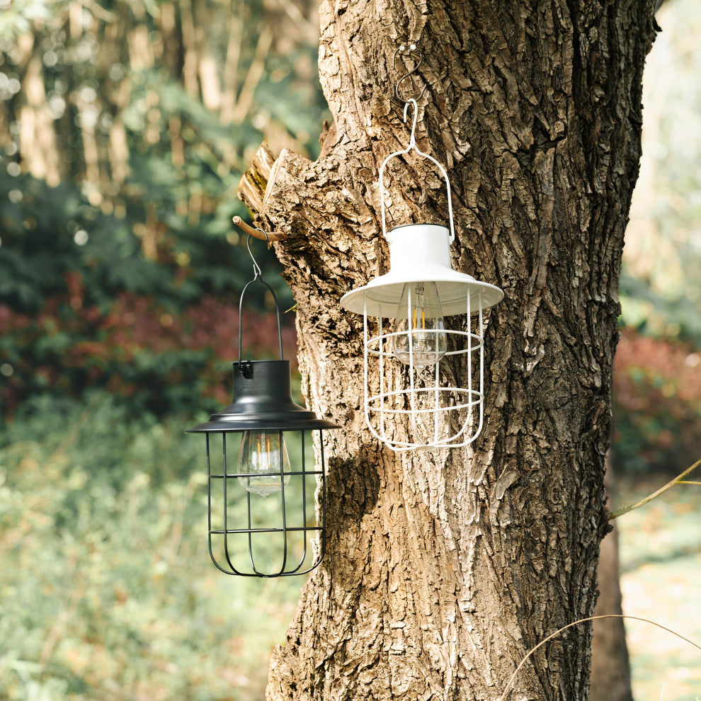 Metal Wire Solar Powered Hanging Lantern, 2-Piece Set