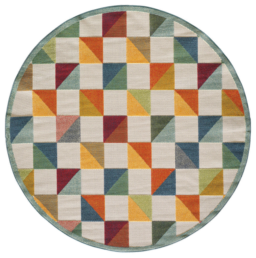 KAS Calla 6930 Ivory/Multi Scope Area Rug, 6'7"x9'