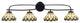 Cavella 4 Light Bath Bar, Matte Black Finish, 7" Cyprus Art Glass