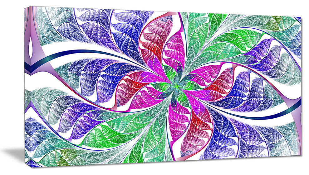 Flower like Fractal Stained Glass, Abstract Wall Art Canvas, 32x16