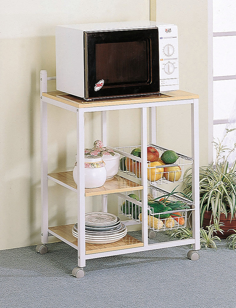 3-Shelf Kitchen Cart, Natural Brown and White