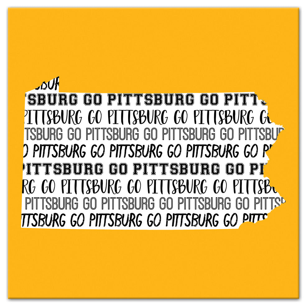 Yellow Pennsylvania Go Team 16x16 Canvas Wall Art