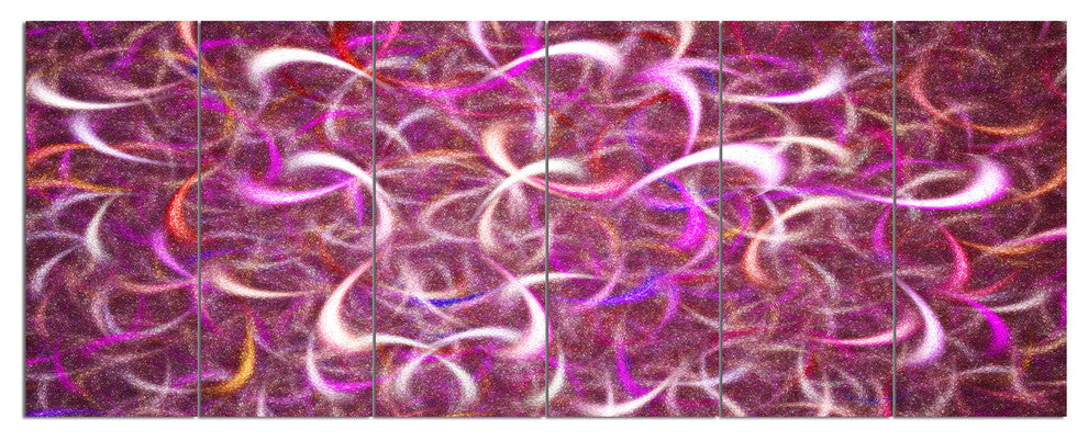 Pink Watercolor Fractal Pattern, Abstract Art on Canvas, 70"x28", 6 Panels