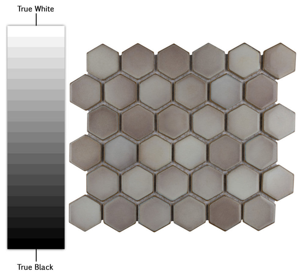 Hudson Due 2" Hex Dove Grey Porcelain Floor and Wall Tile