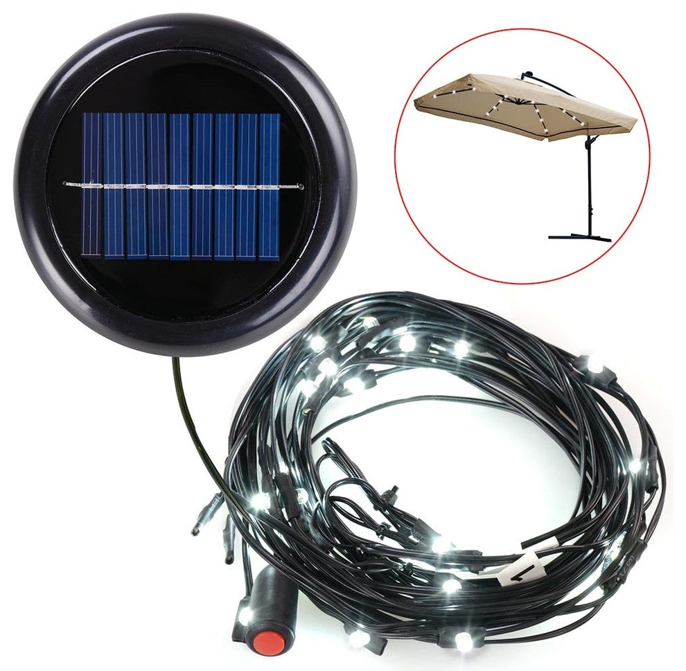 Solar Light, Cool White, for 9'' 8-Rib Umbrella, 40 Led