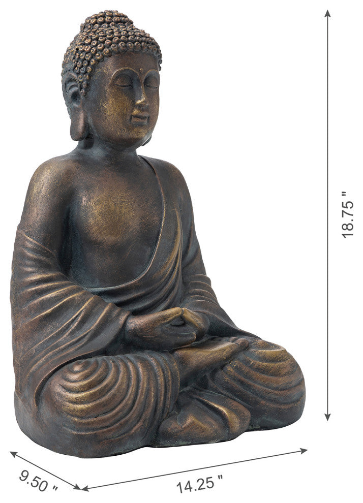 19"H MGO Meditating Buddha Statue