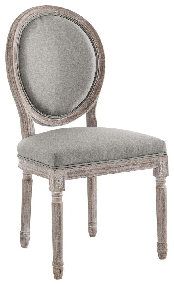 Emanate Vintage French Upholstered Fabric Dining Side Chair - Light Gray
