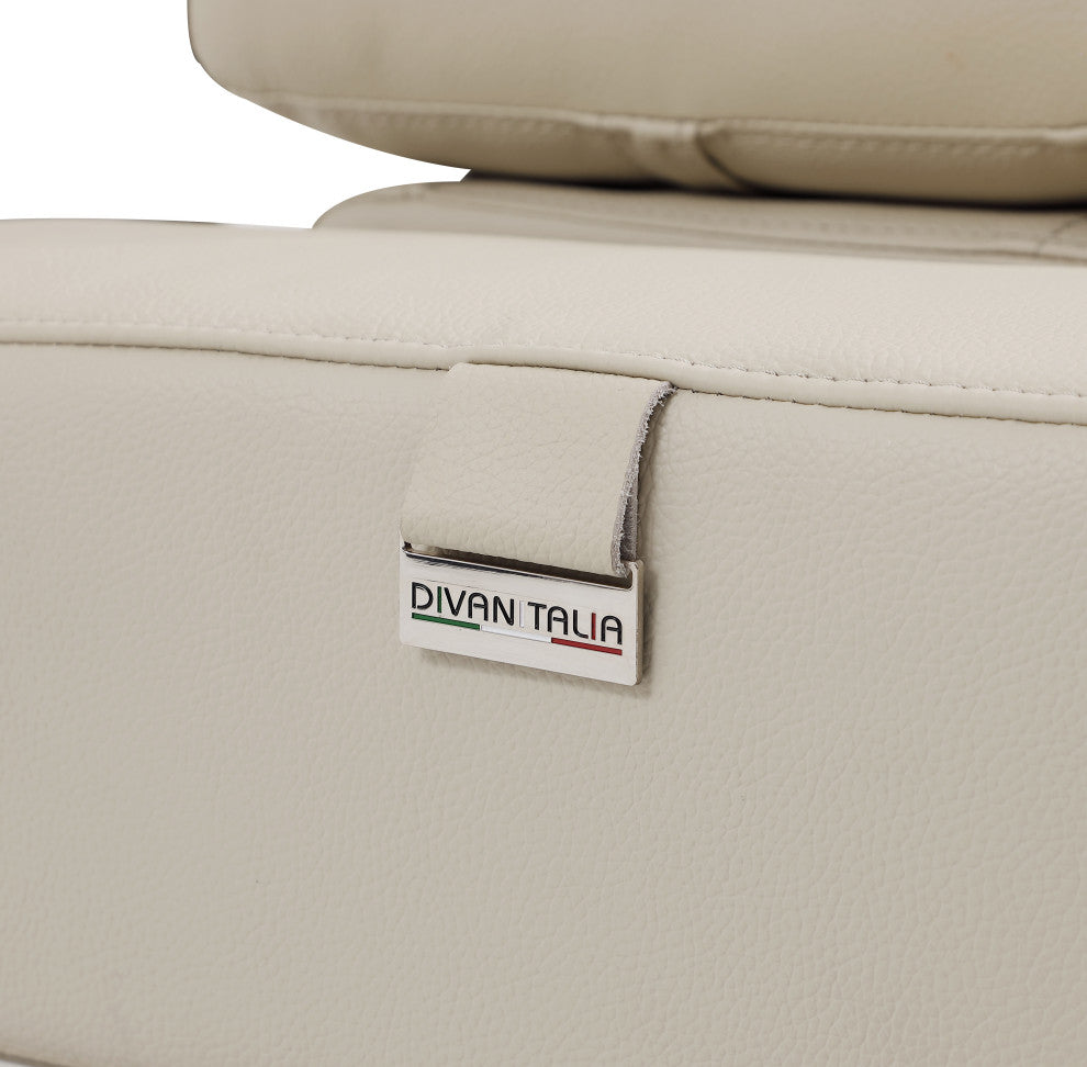 Prato Genuine Italian Leather Modern Chair, Beige