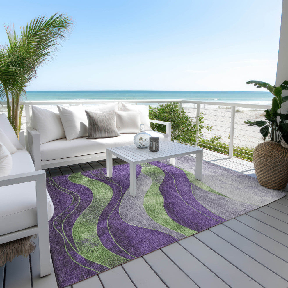 Machine Washable Indoor/Outdoor Chantille ACN1892 Purple 10' x 14' Rug
