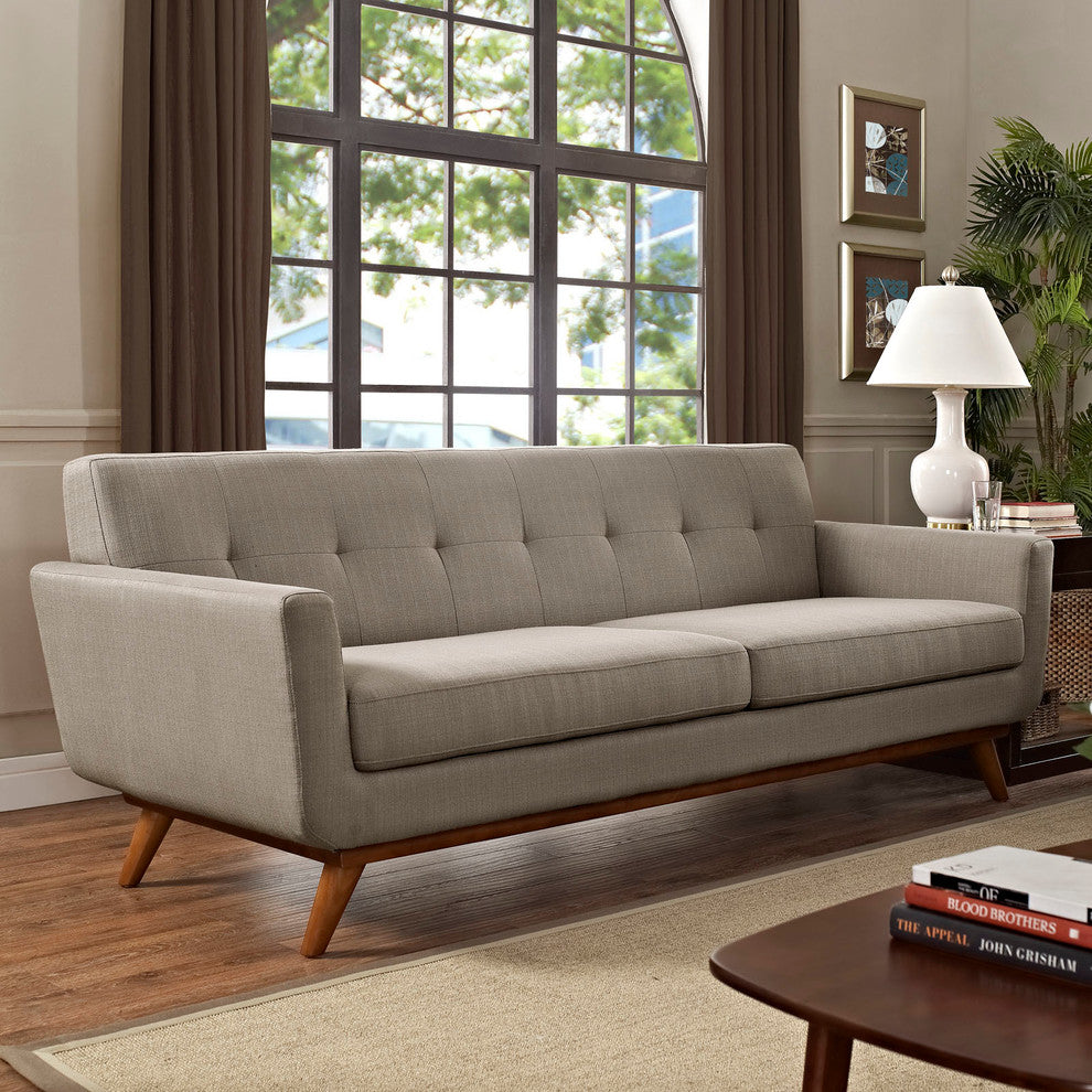 Modern Contemporary Upholstered Sofa, Granite Fabric