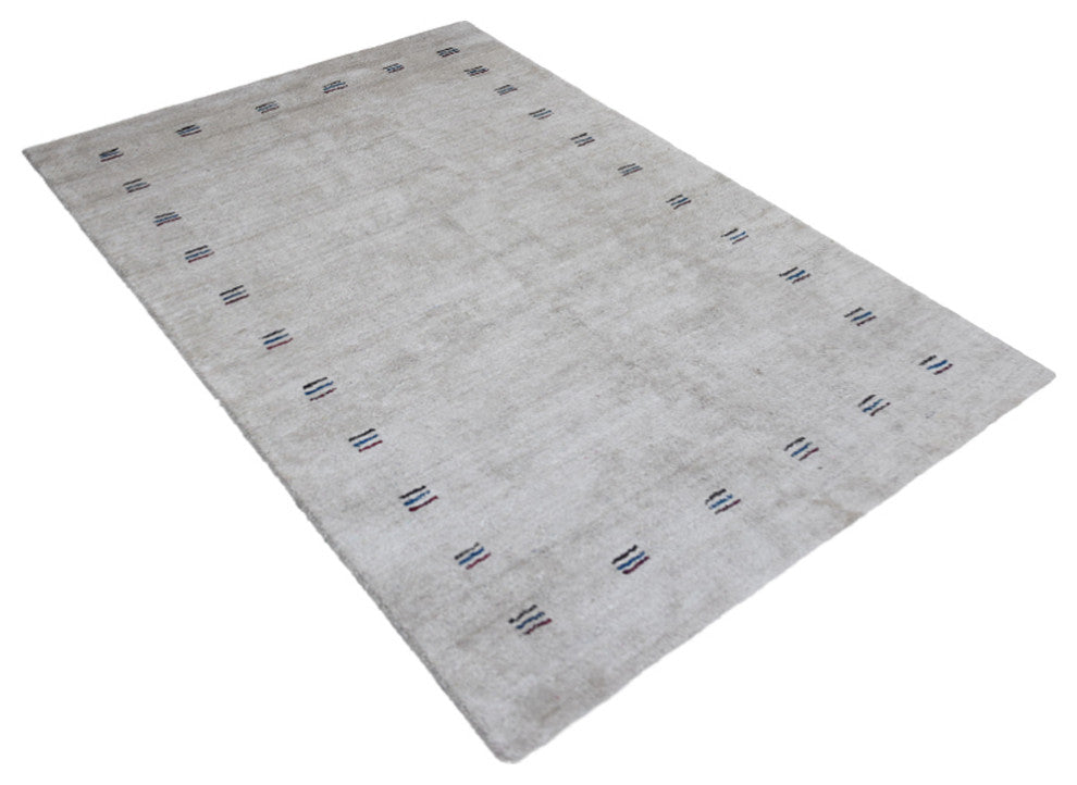 Hand Knotted Loom Silk Mix Area Rug Contemporary Beige