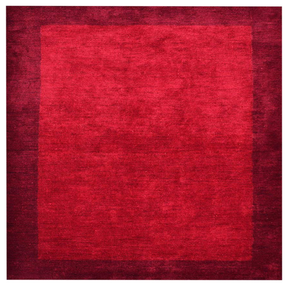 HAND KNOTTED LOOM SILK ECO-FRIENDLY AREA RUGS -8'x8', Square, Red, Contemporary