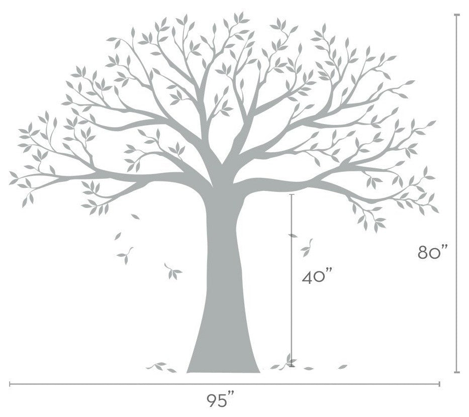 Family Tree Wall Decal, Black, Small 95"x80"