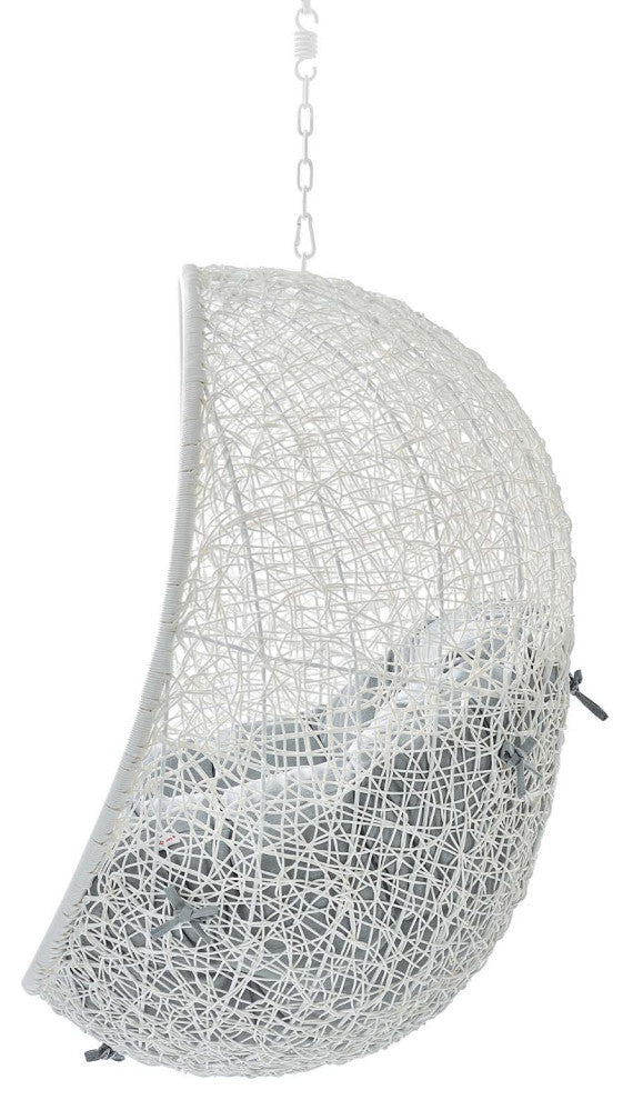 Swing Lounge Chair, Sunbrella, White Gray, Modern, Outdoor Patio Bistro