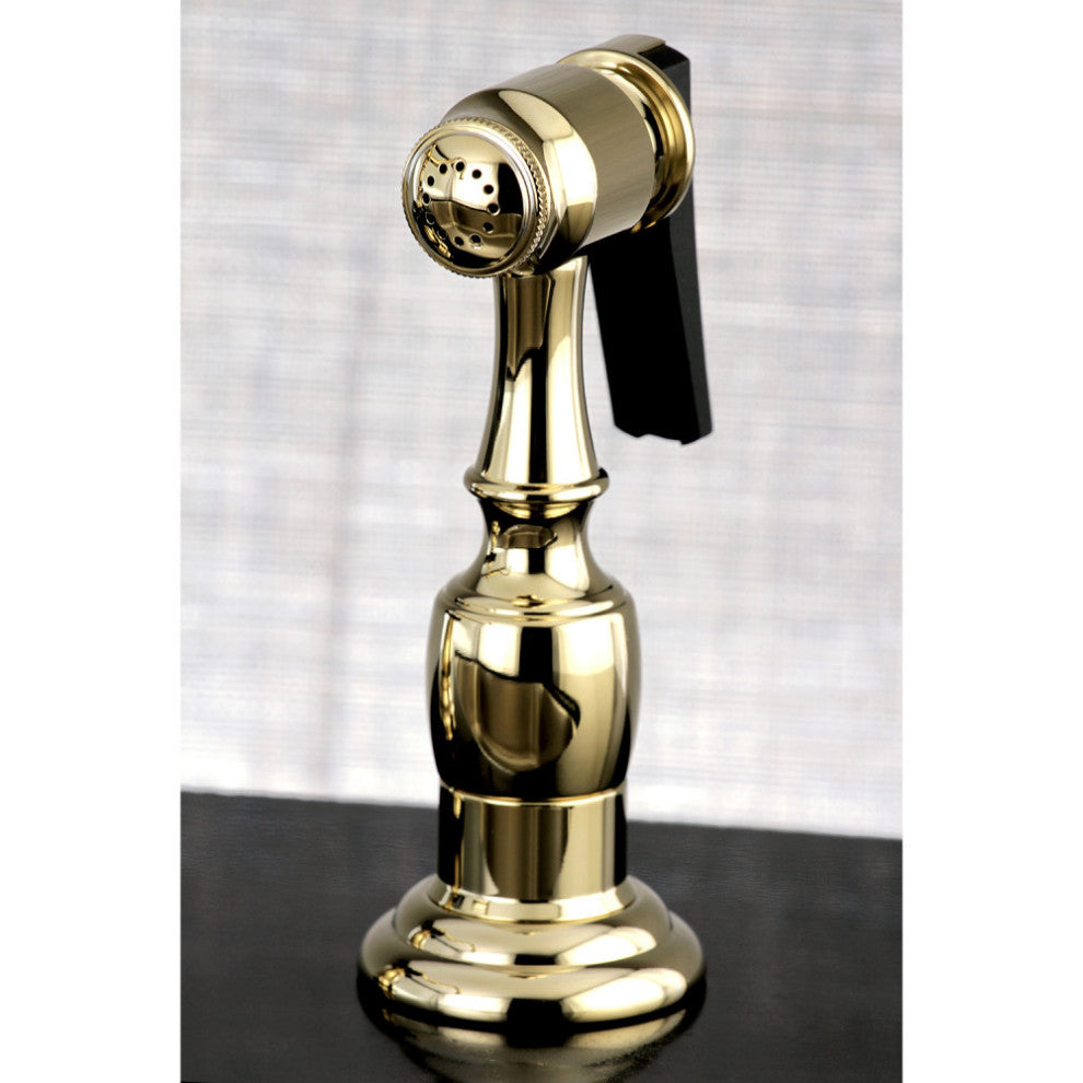 Kingston Brass Widespread Kitchen Faucet With Brass Sprayer, Polished Brass
